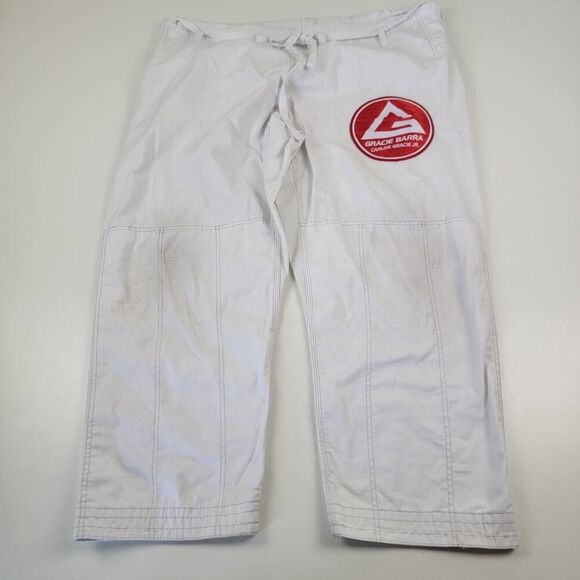 Gracie Barra Pants Adult A5 White Atleta Jiu Jitsu Pants Ripstop Drawstring GI - Picture 1 of 13